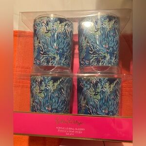 Set of 4 Lilly Pulitzer Acrylic Low-Ball Glasses